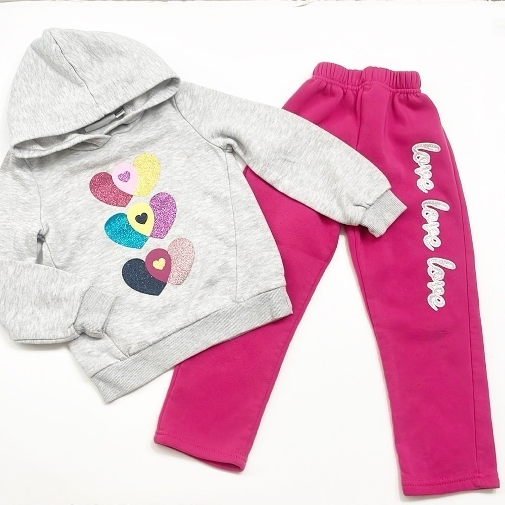 Kids Headquarters little girls sweatshirt + sweatpants set